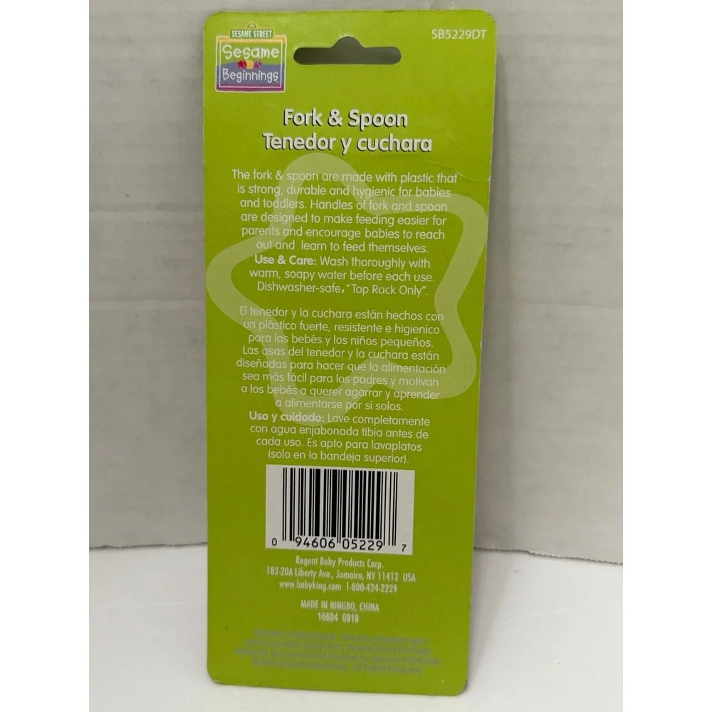 Sesame Street Sesame Beginnings Elmo Cookie Monster Fork Spoon Set SB5229DT NEW